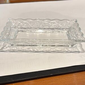 Intricate Clear Glass Vanity Tray